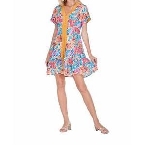 NEW JOY JOY women's v neck trimmed dress in trop bliss